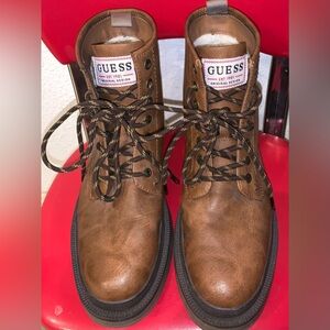 Guess Mens Boots Sz 8 Brown Lace Up Citizen Fashion Boot GMCitizen 2-R Faux Fur